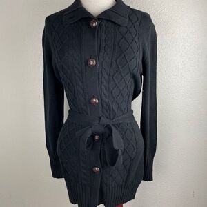 NWOT Caribbean Joe Black Cardigan Sweater Size M